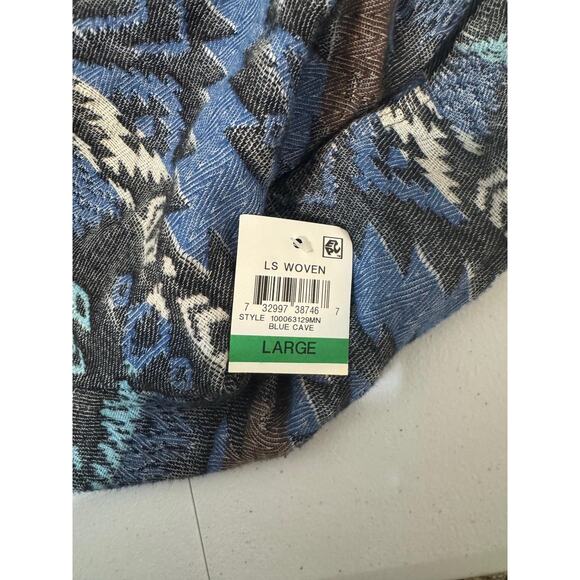 American Rag Shirt Mens Large Blue Cave LS Woven Gauzy Southwestern Aztec - Picture 8 of 11